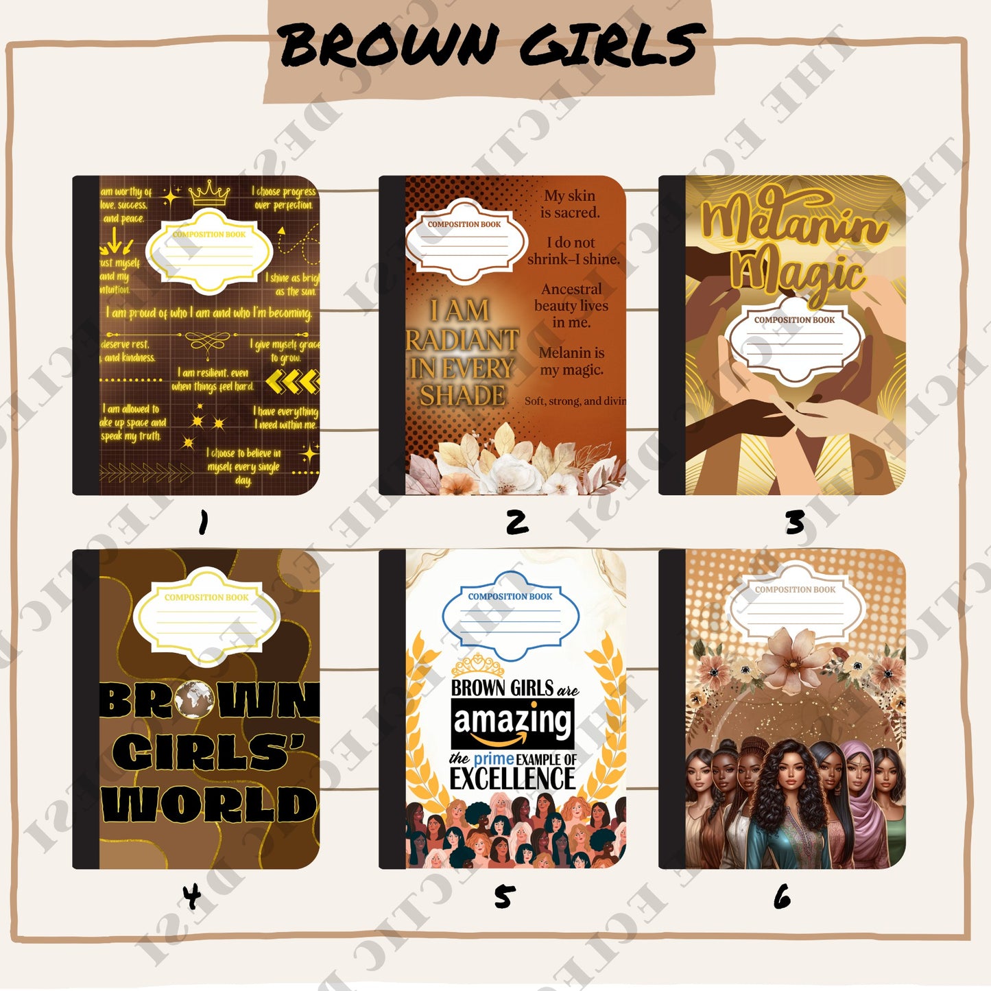 Brown Girls Composition Book Design - DIGITAL DOWNLOAD