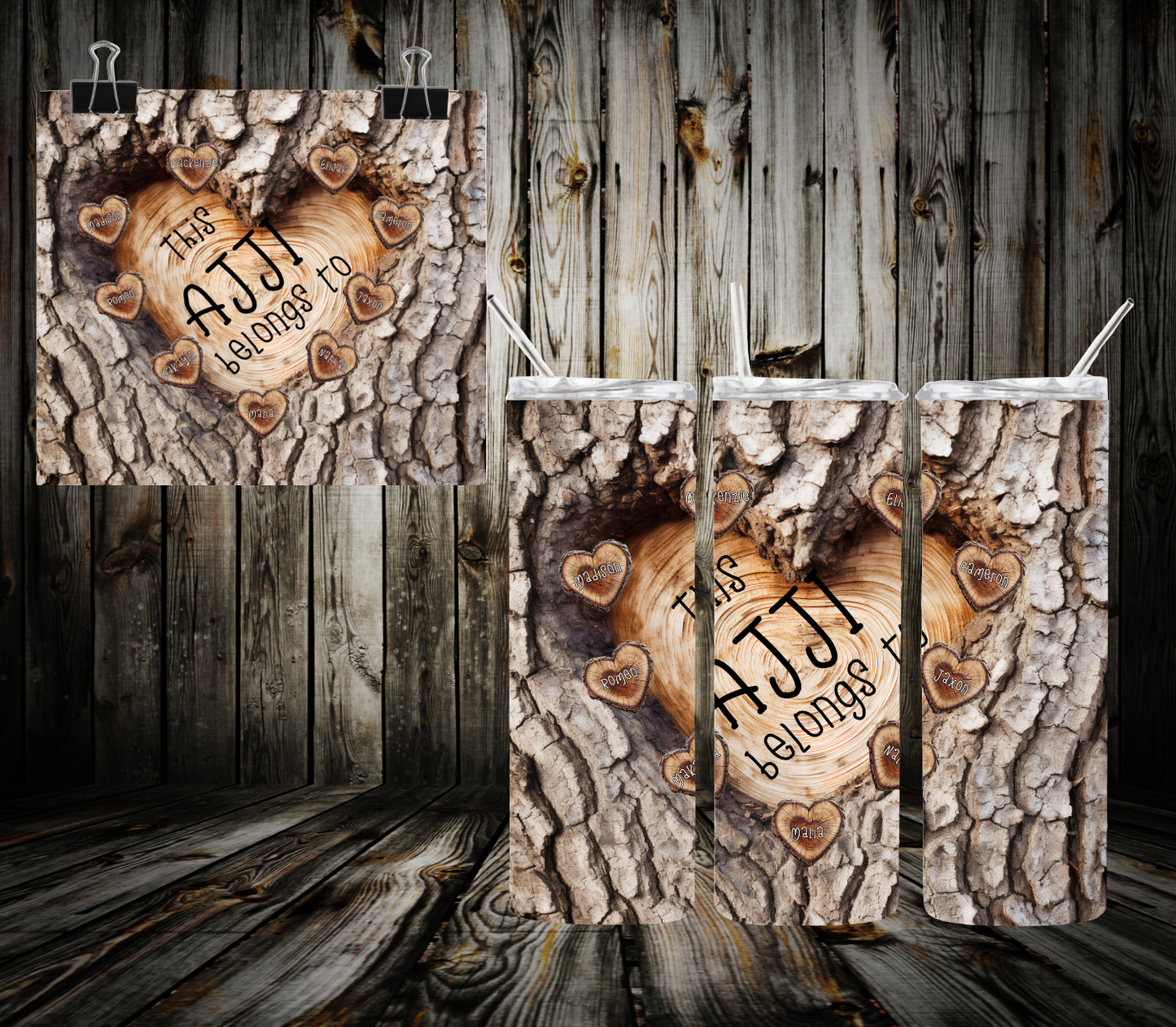 Carved Heart Shape Tree - Woman Tumbler