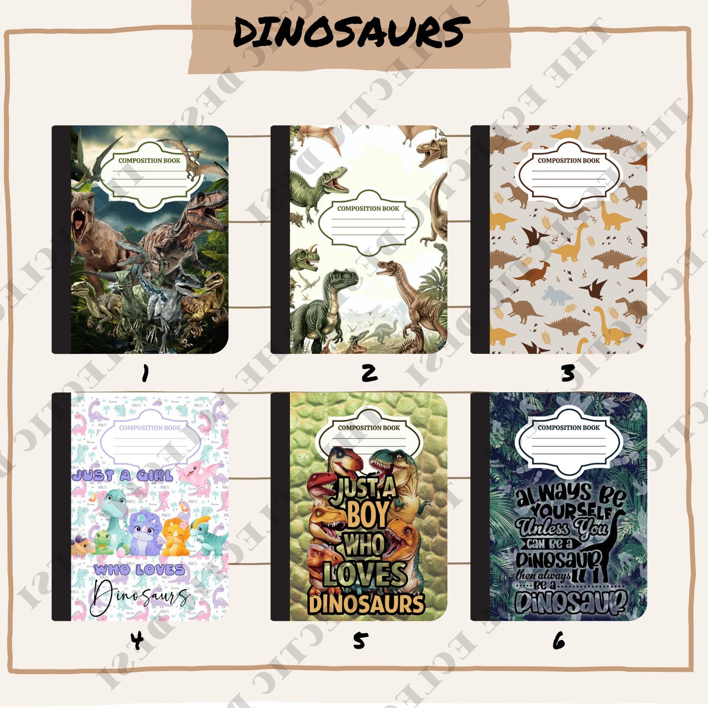Dinosaurs Composition Book Design Bundle - DIGITAL DOWNLOAD