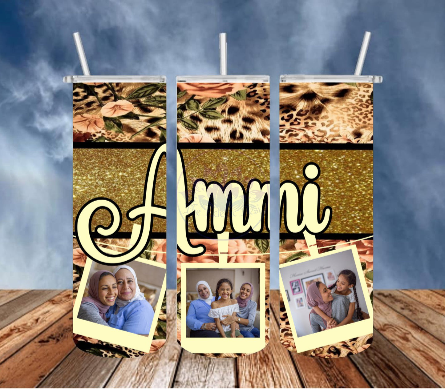 Gold Glitter Cheetah Floral 20 oz. Tumbler