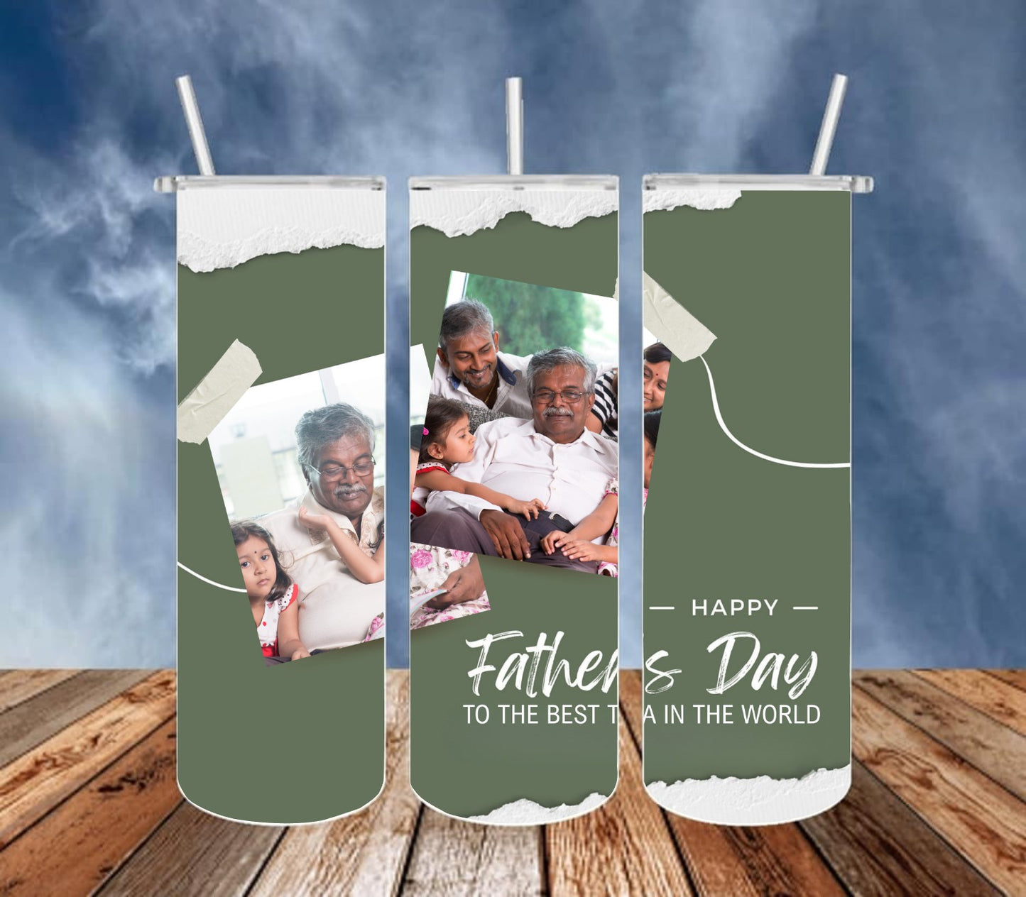 Happy Father's Day Green With Photos Tumbler