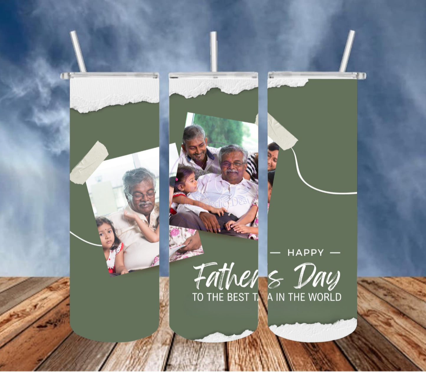 Happy Father's Day Green With Photos 20 oz. Tumbler