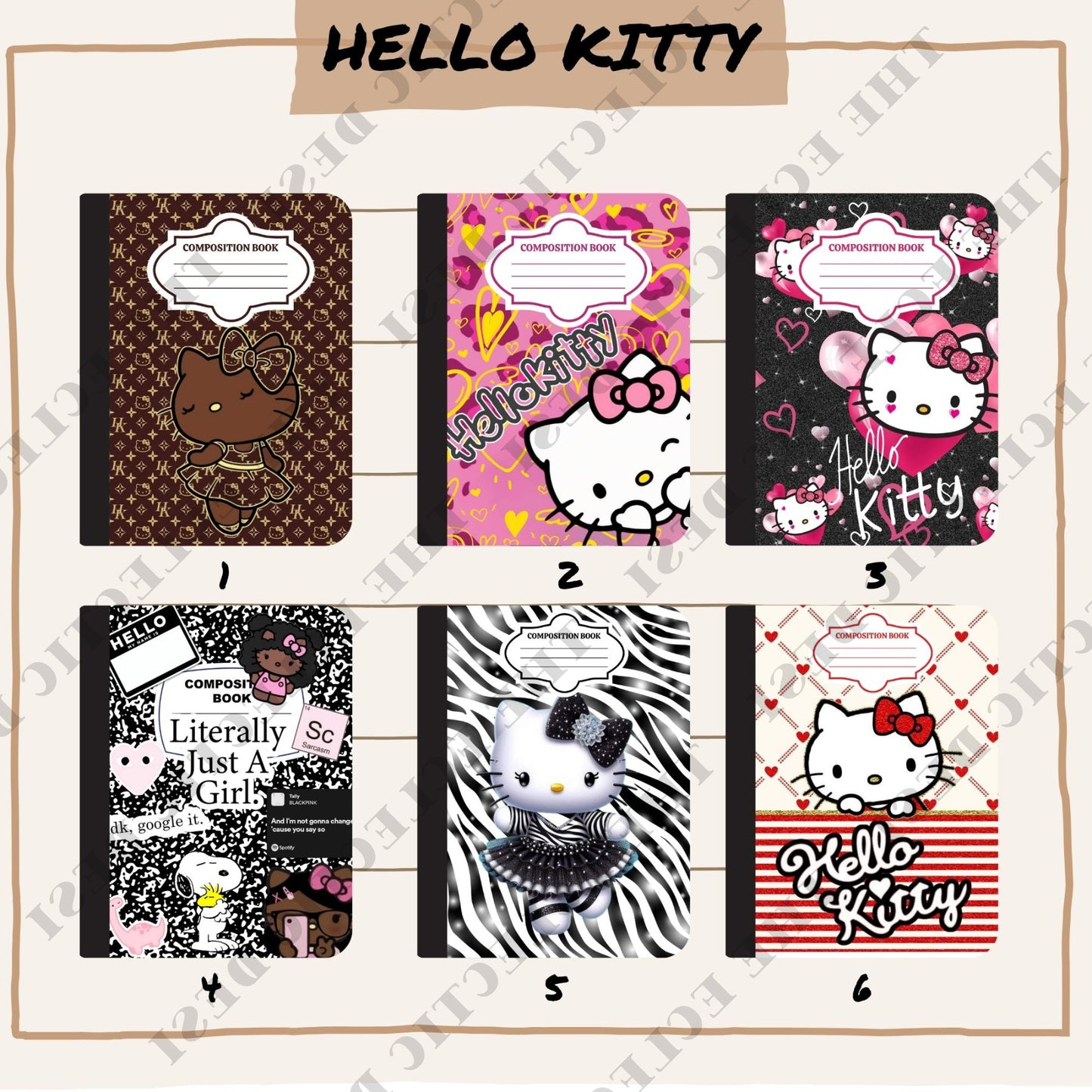 Hello Kitty Composition Book Design - DIGITAL DOWNLOAD