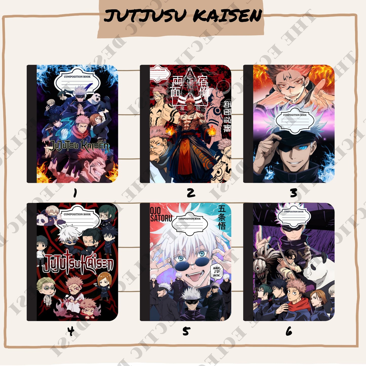 Jujutsu Kaisen Composition Book Design Bundle - DIGITAL DOWNLOAD