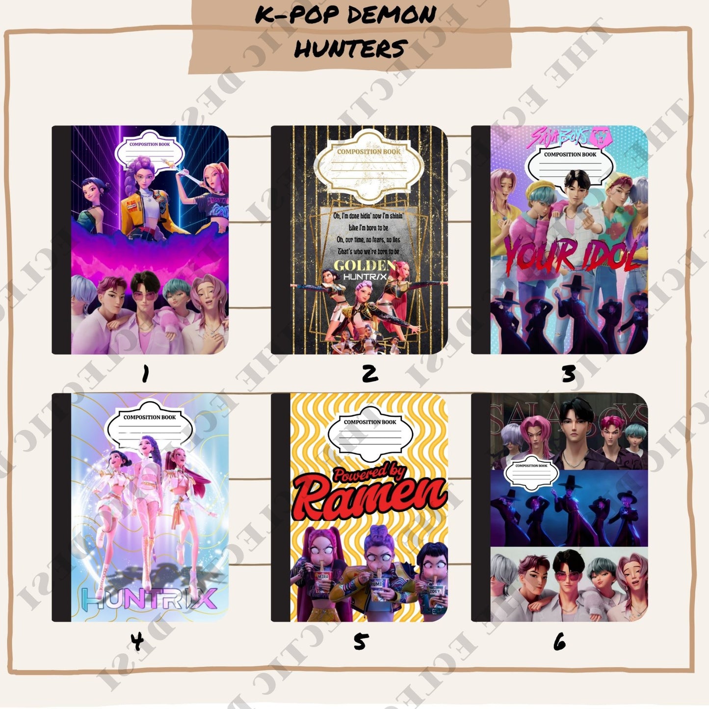 K-Pop Demon Hunters Composition Book Design Bundle - DIGITAL DOWNLOAD