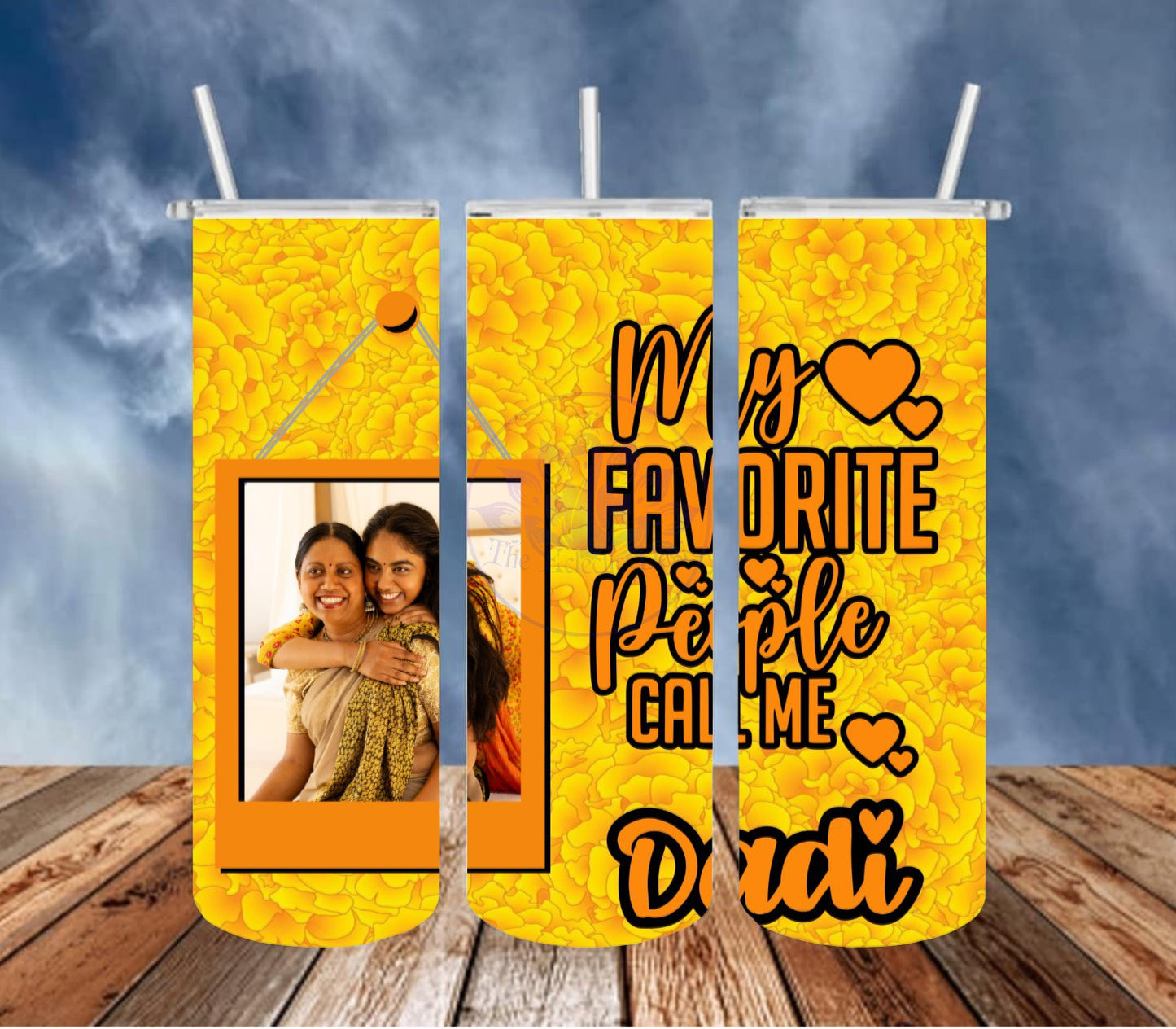 Marigold Floral With Photo Frame and Quote 20 oz. Tumbler