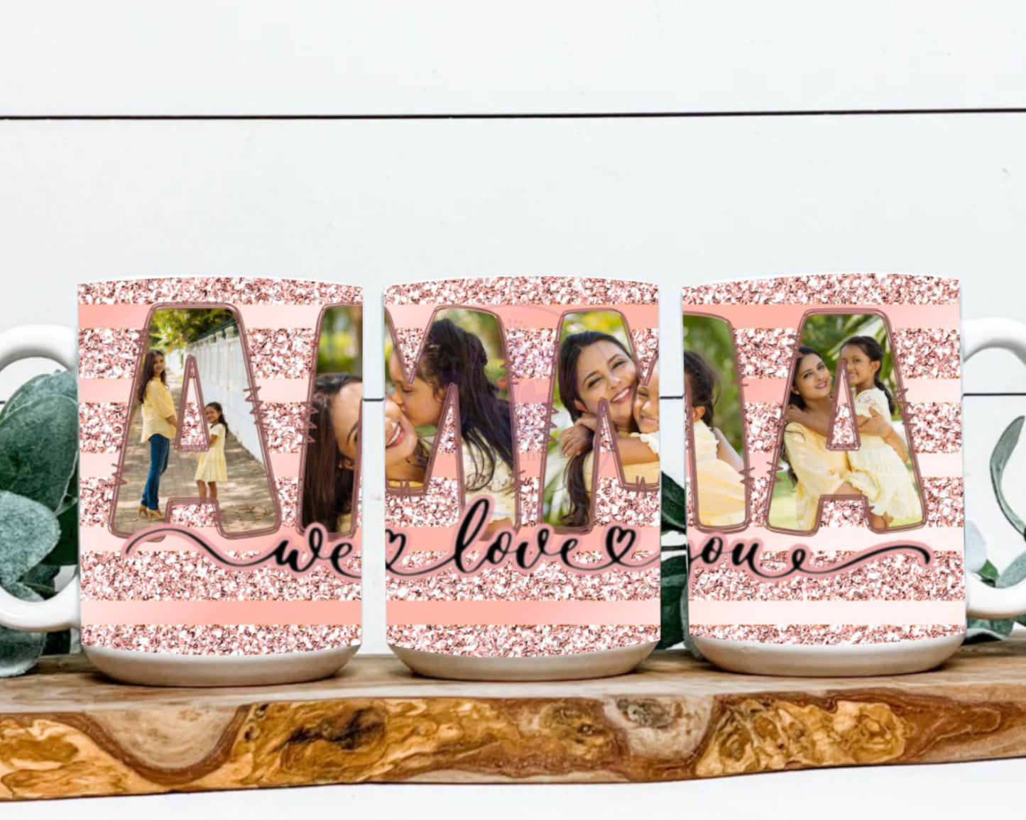 Rose Gold Glitter Floral 15 oz. Mug