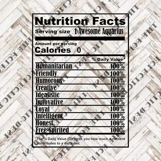 Zodiac Nutritional Facts - DIGITAL DOWNLOAD