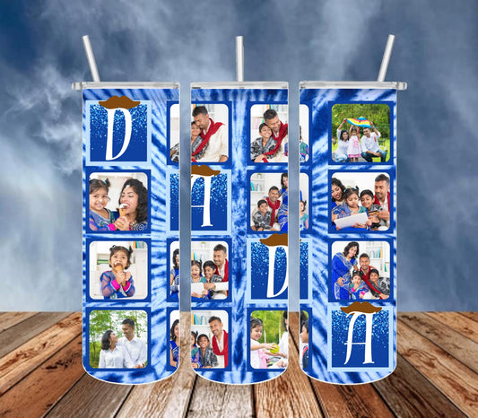Blue Tie Dye  With Photos Tumbler