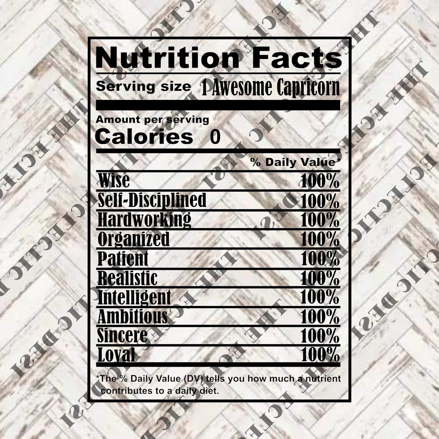 Zodiac Nutritional Facts - DIGITAL DOWNLOAD