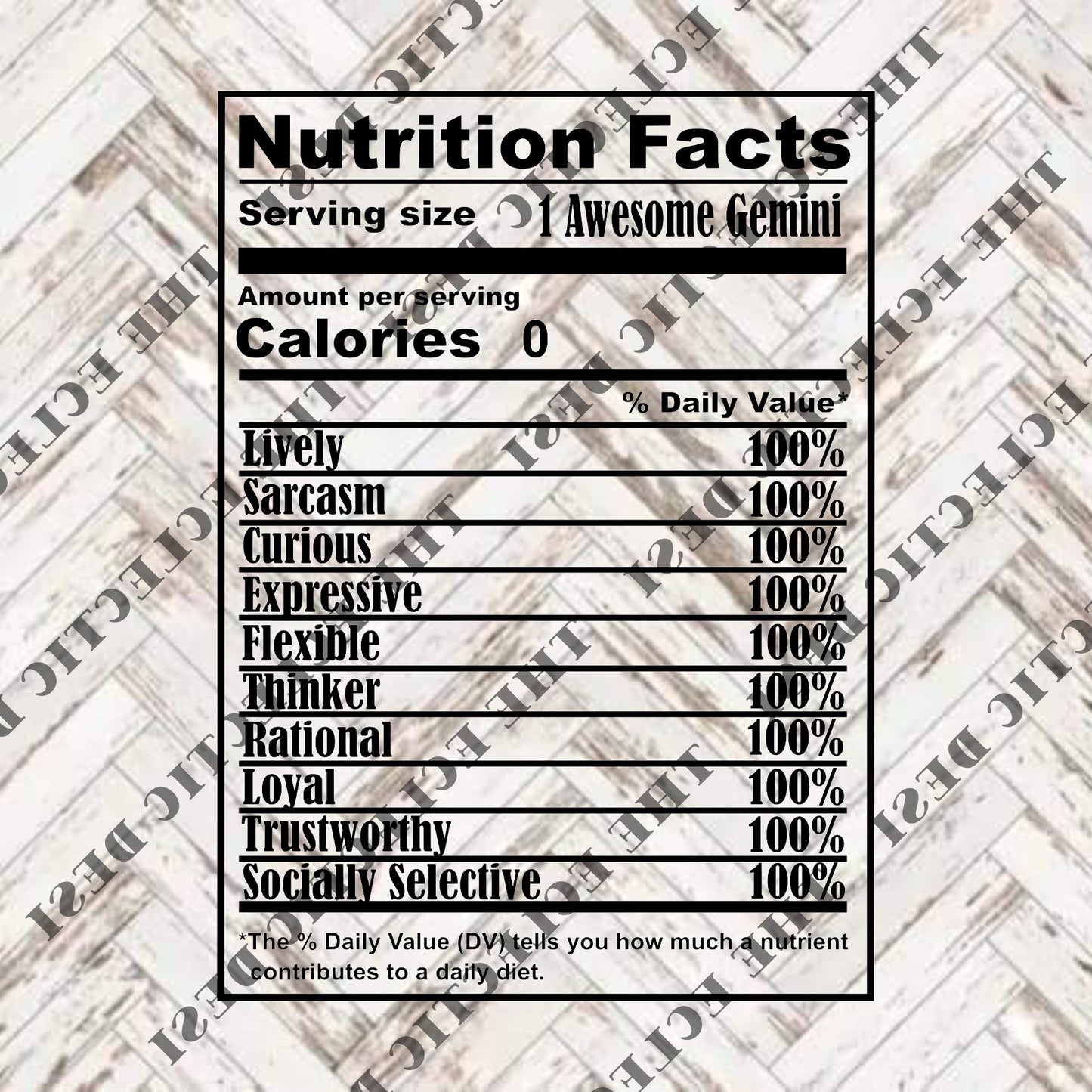 Zodiac Nutritional Facts - DIGITAL DOWNLOAD