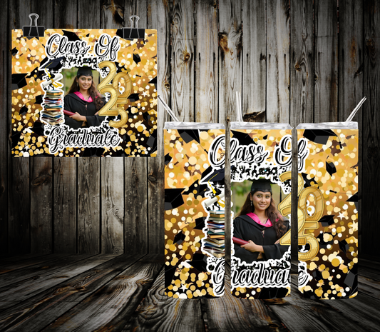 Gold Glitter Grad With Framed Photo Tumbler