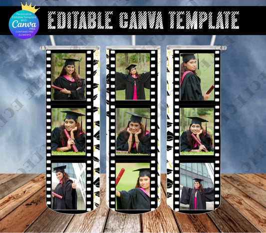 Graduation Filmstrips Tumbler Design - CANVA TEMPLATE
