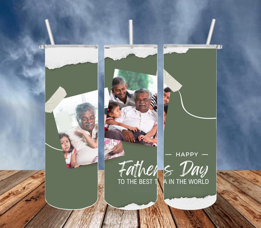 Happy Father's Day Green With Photos Tumbler