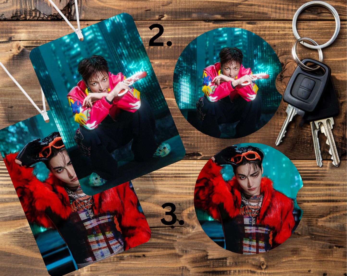 Ateez GH5 Bias and Bias Wrecker Car Freshener and Coasters Set