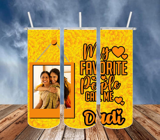 Marigold Floral With Photo Frame and Quote Tumbler