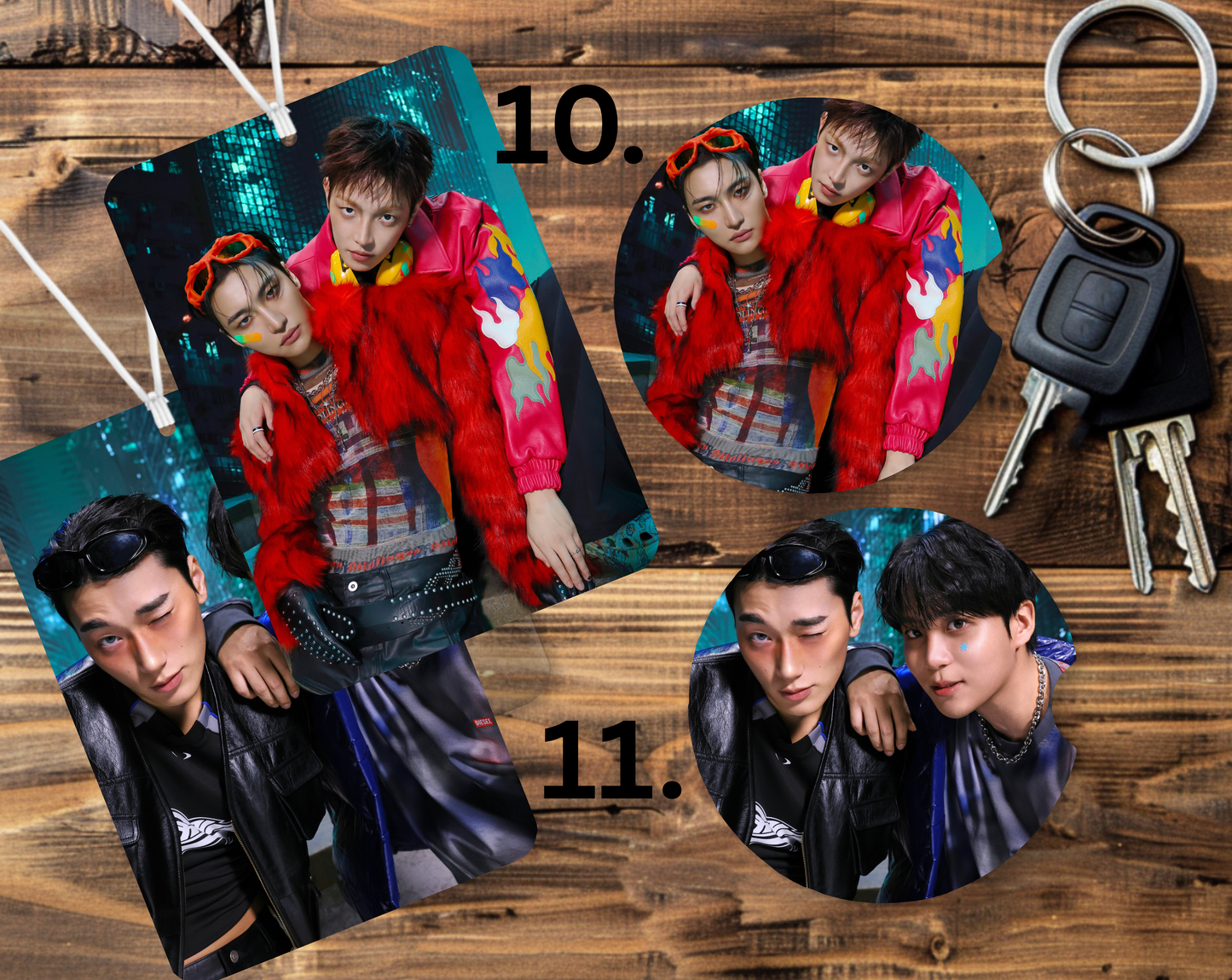 Ateez GH5 Bias and Bias Wrecker Car Freshener and Coasters Set