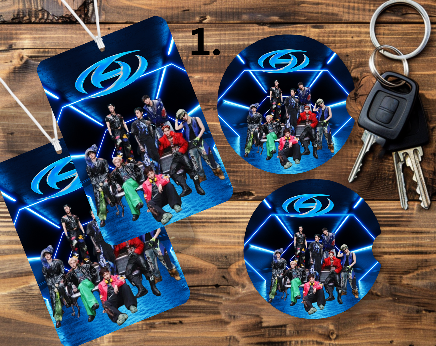 Ateez GH5 Bias and Bias Wrecker Car Freshener and Coasters Set