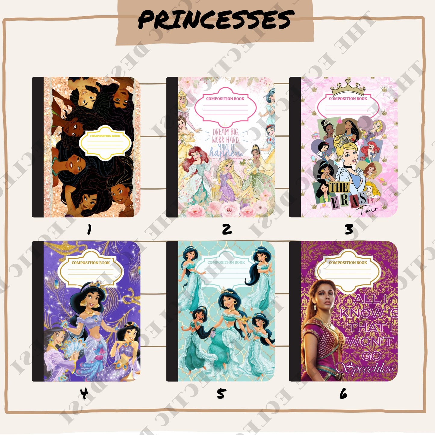 Princesses Composition Book Design - DIGITAL DOWNLOAD
