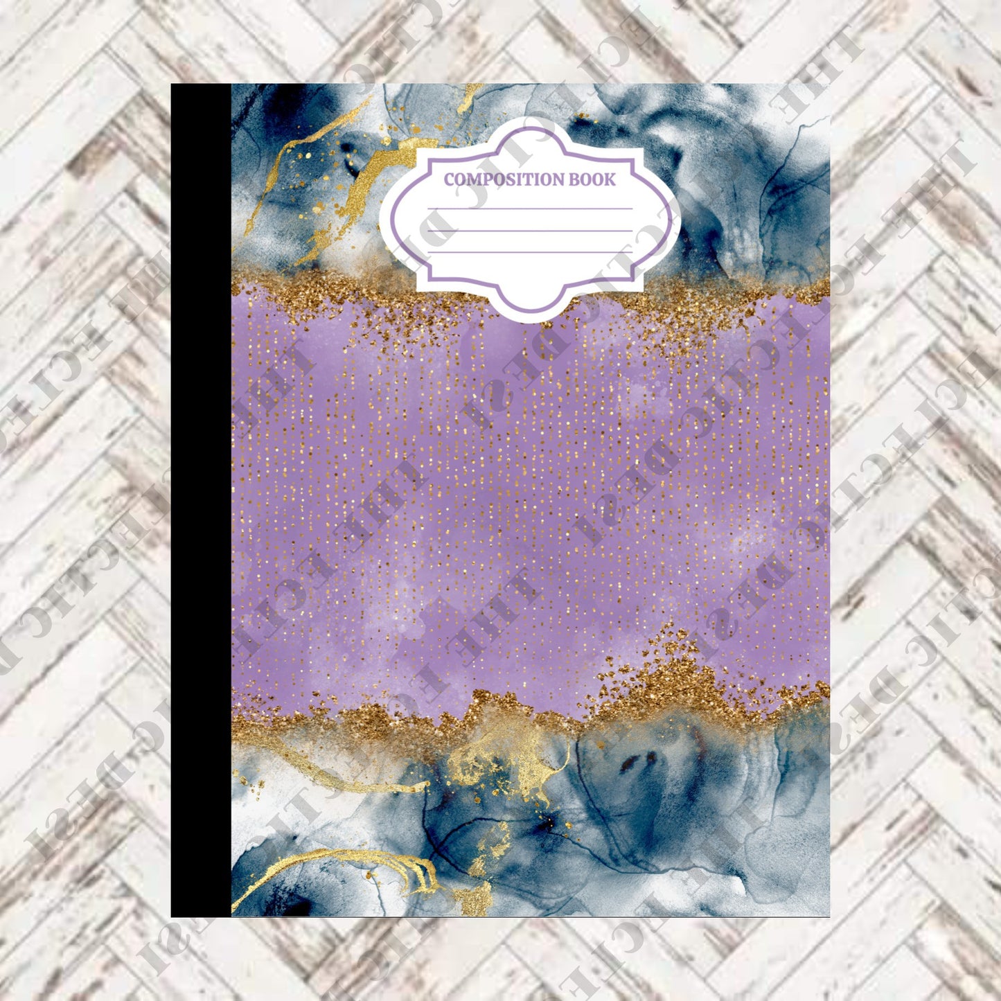 Purple, Gold and Blue Composition Book Design - DIGITAL DOWNLOAD