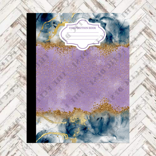 Purple, Gold and Blue Composition Book Design - DIGITAL DOWNLOAD