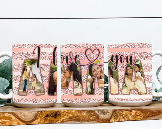 Rose Gold Glitter Floral Mug
