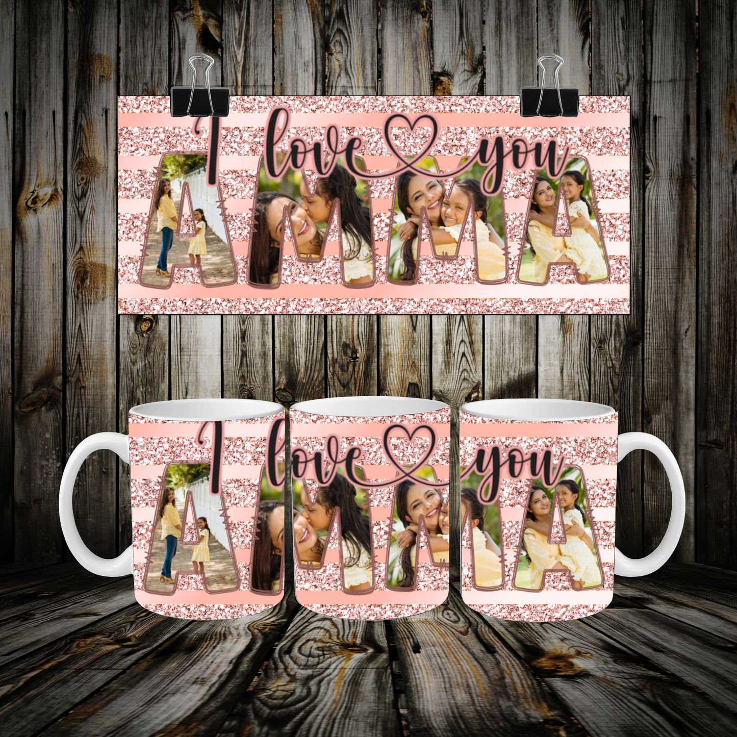 Rose Gold Glitter Floral Mug