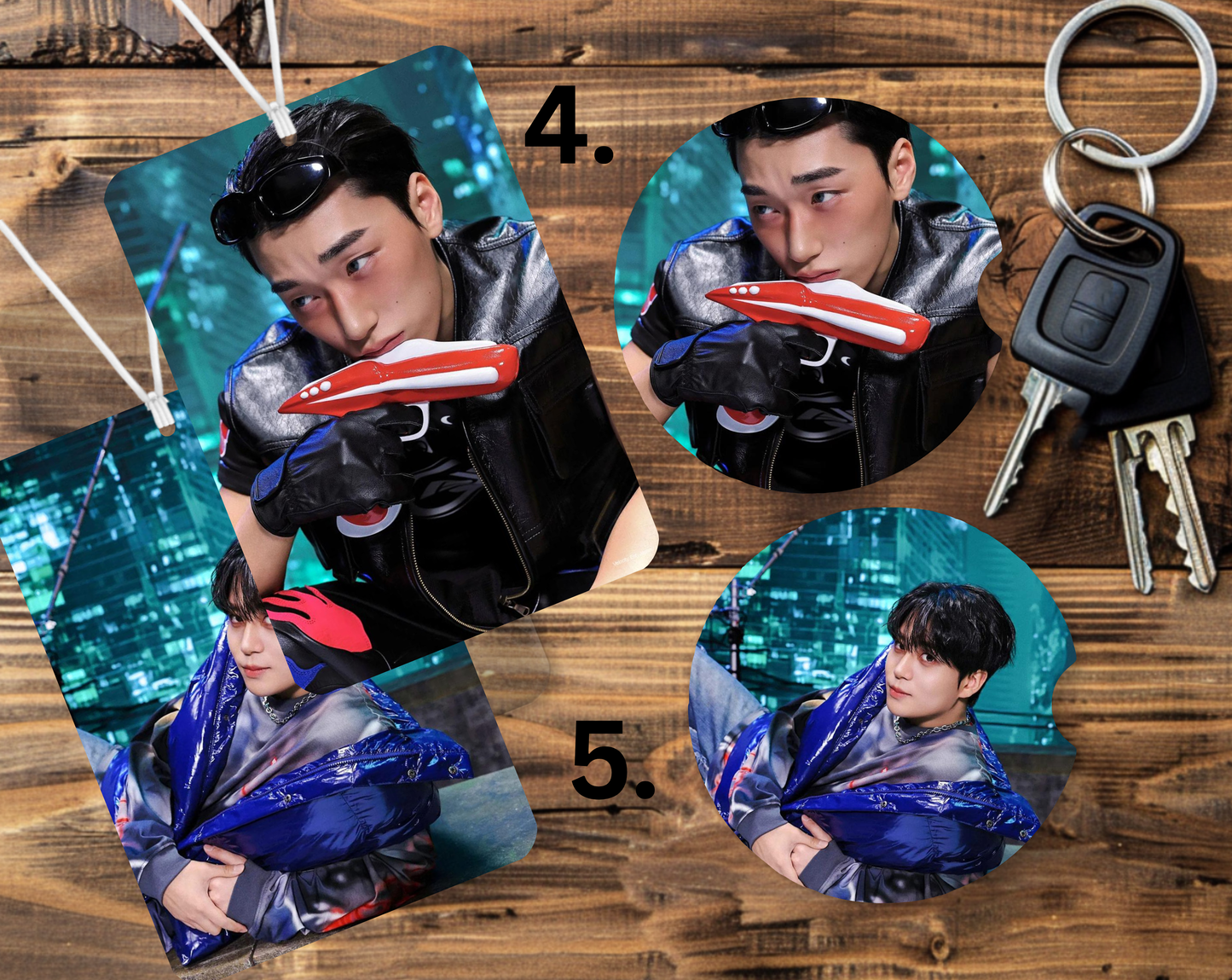 Ateez GH5 Bias and Bias Wrecker Car Freshener and Coasters Set