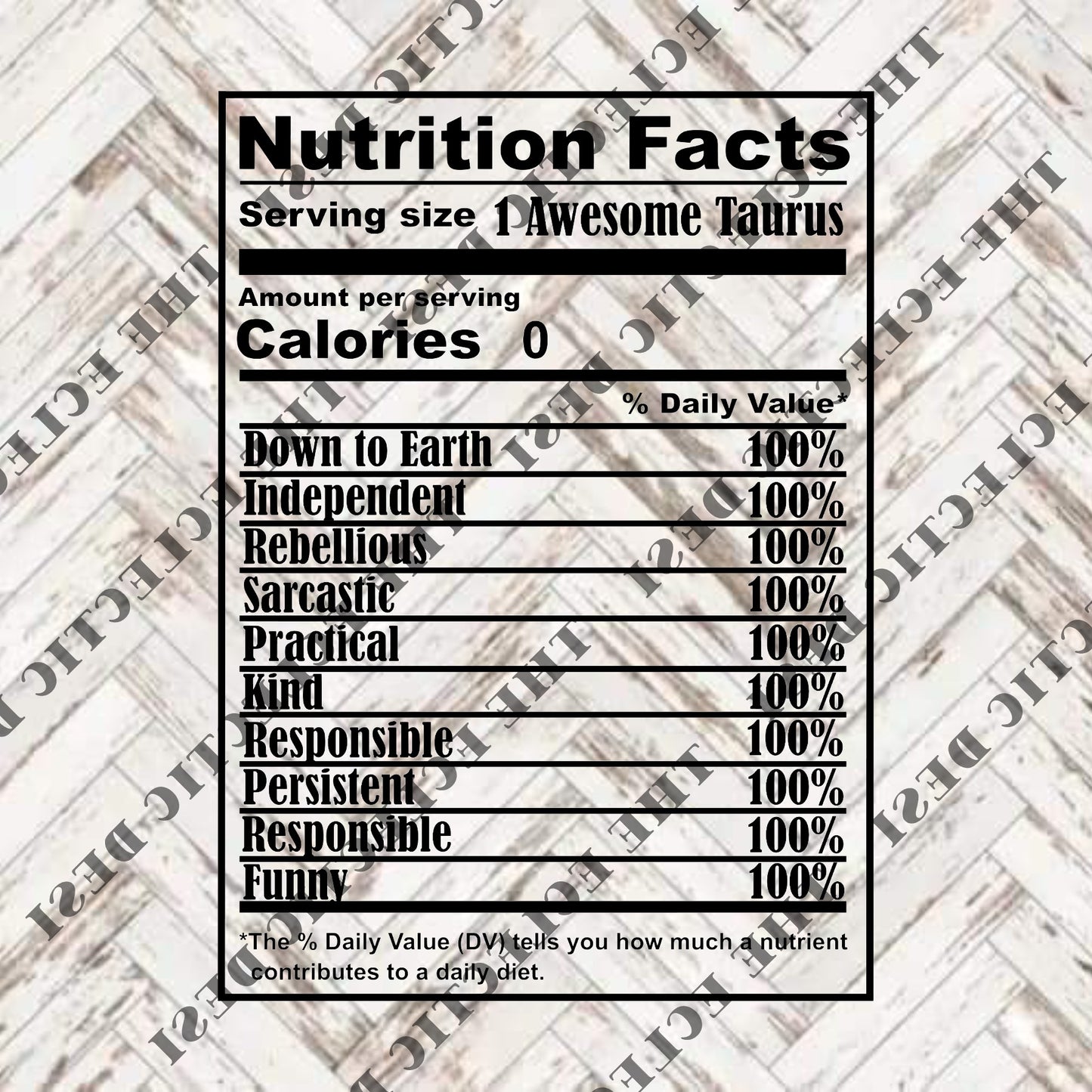 Zodiac Nutritional Facts - DIGITAL DOWNLOAD