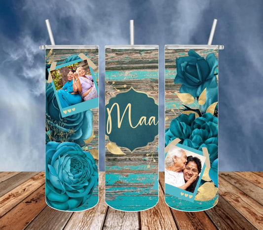 Turquoise Floral Tumbler