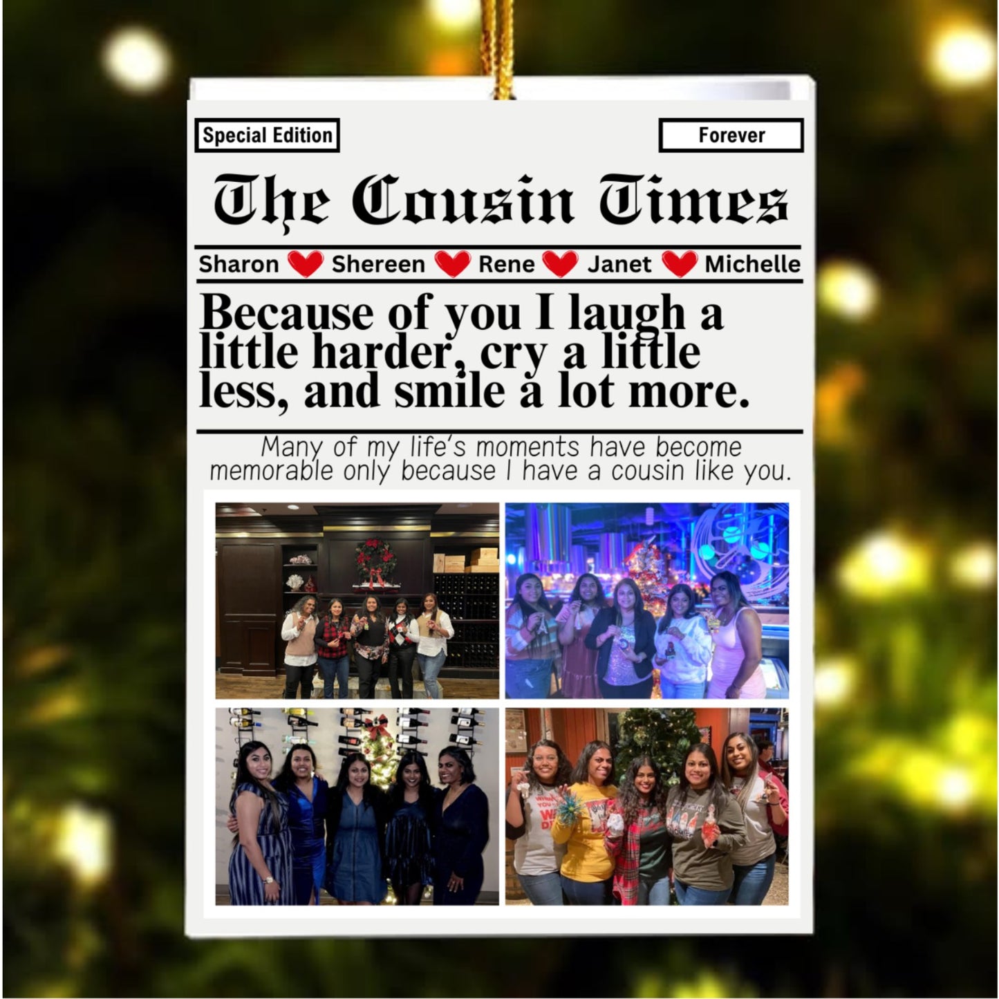 The Cousin Times Custom Photo Ornament