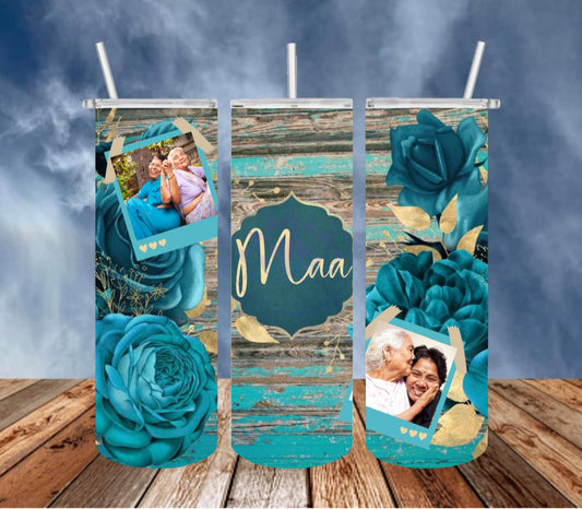 Turquoise Floral Tumbler