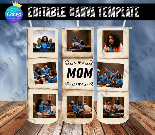 Vintage Photos  Tumbler Design - CANVA TEMPLATE