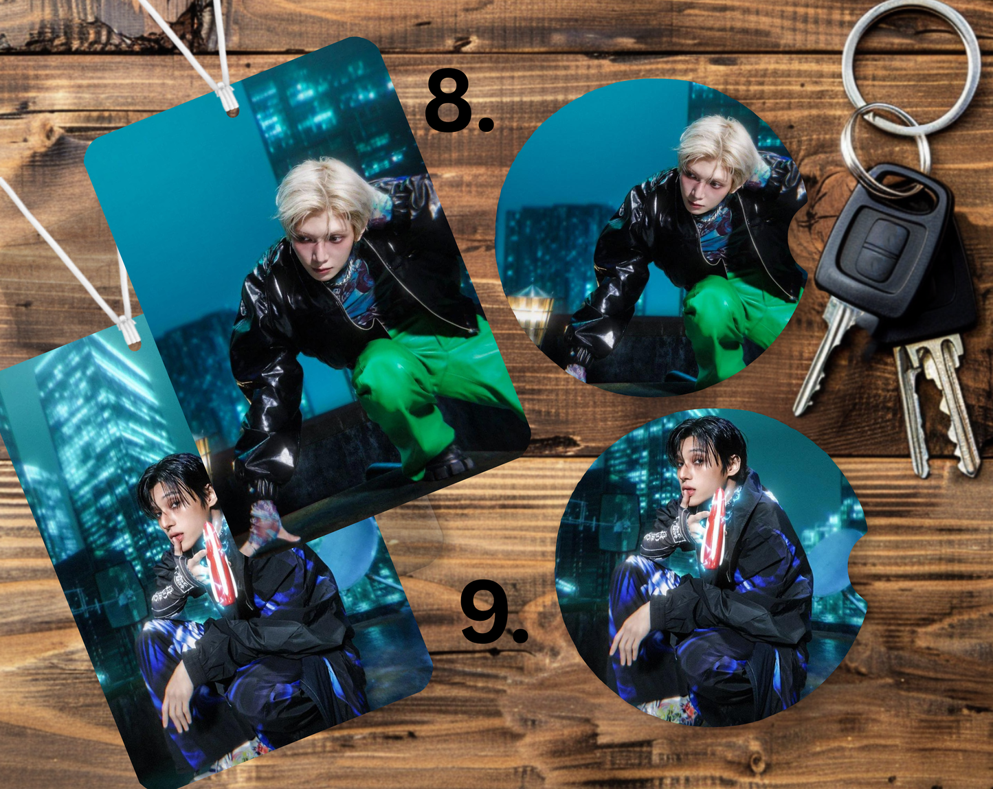 Ateez GH5 Bias and Bias Wrecker Car Freshener and Coasters Set