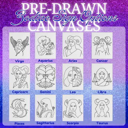 Zodiac Sign Pre-Drawn CANVASES ONLY