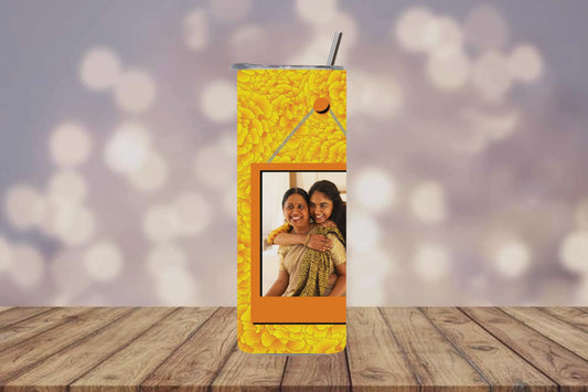 Marigold Floral With Photo Frame and Quote Tumbler